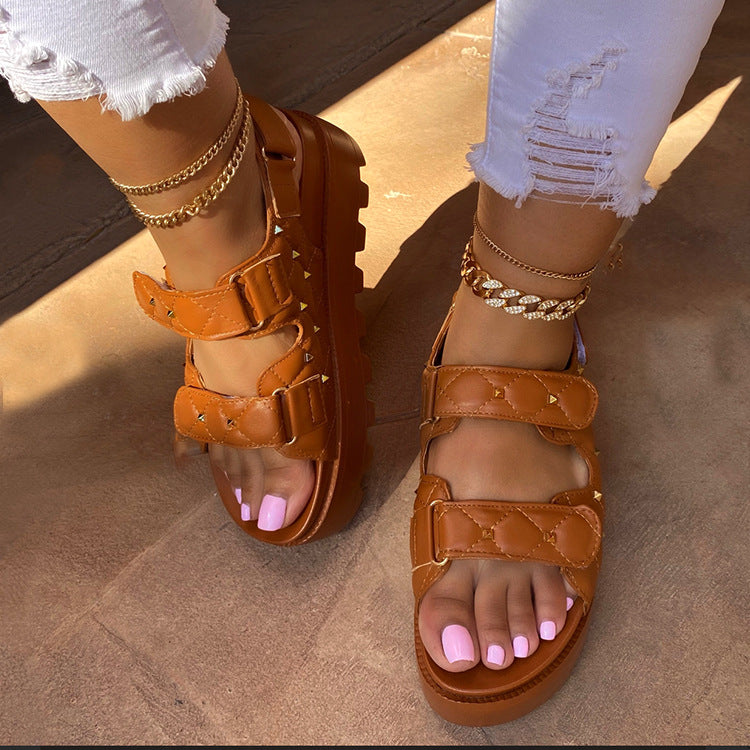 Damen Komfortsandalen mit verstellbaren Riemen und rutschfester Sohle R&B