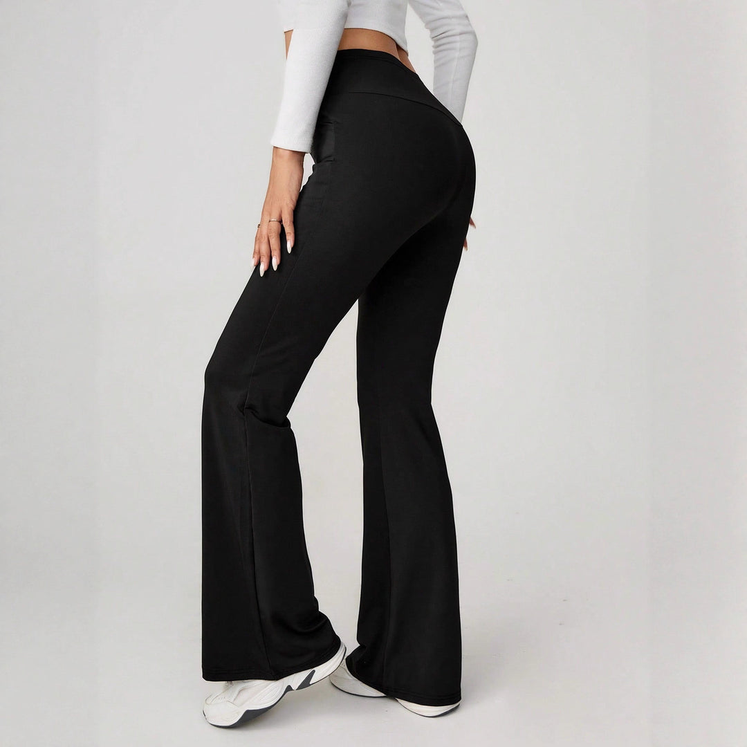 Damen High-Waist Sporthose mit weitem Bein und elastischem Bund R&B