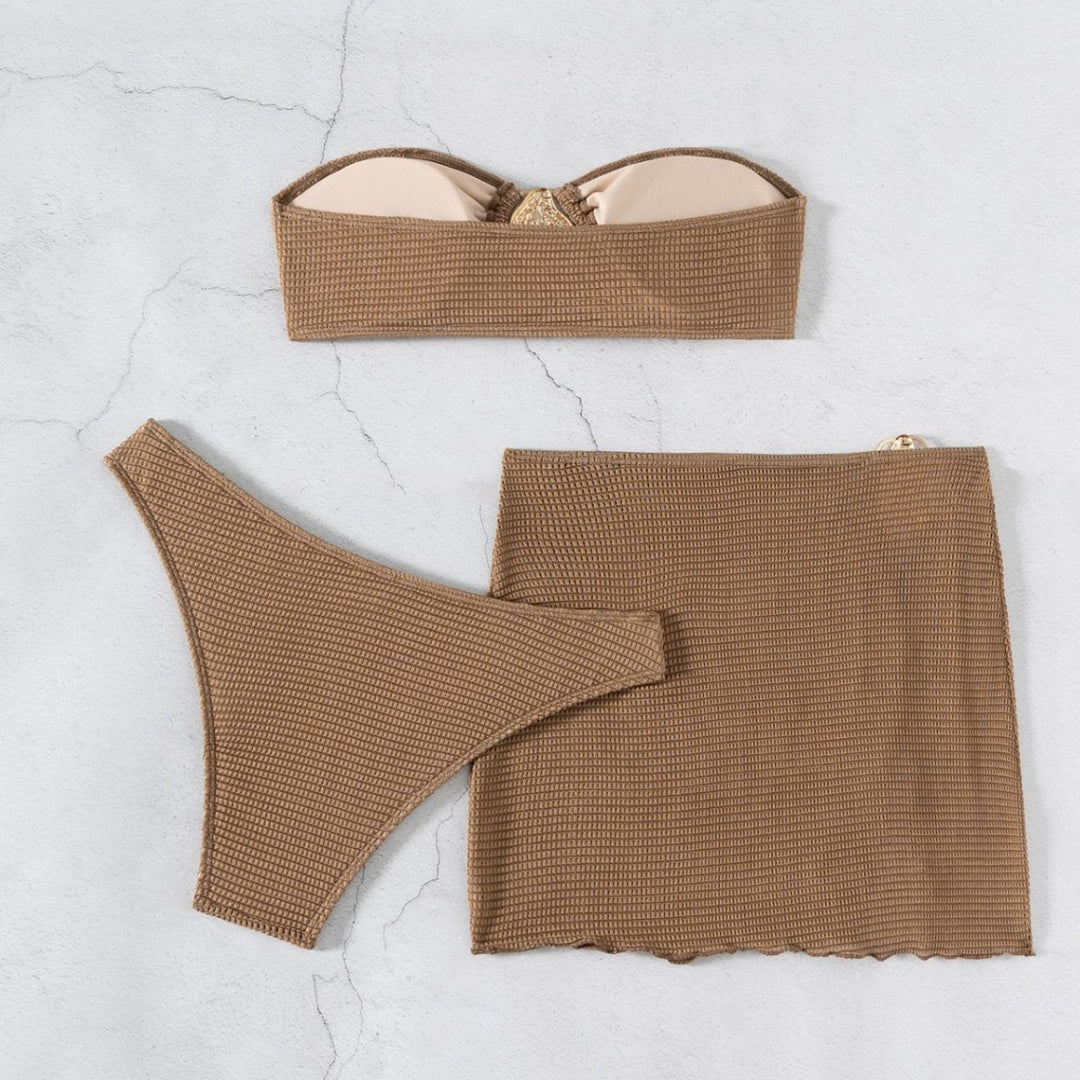 Damen Bandeau-Bikini-Set mit schickem Faltendetail R&B