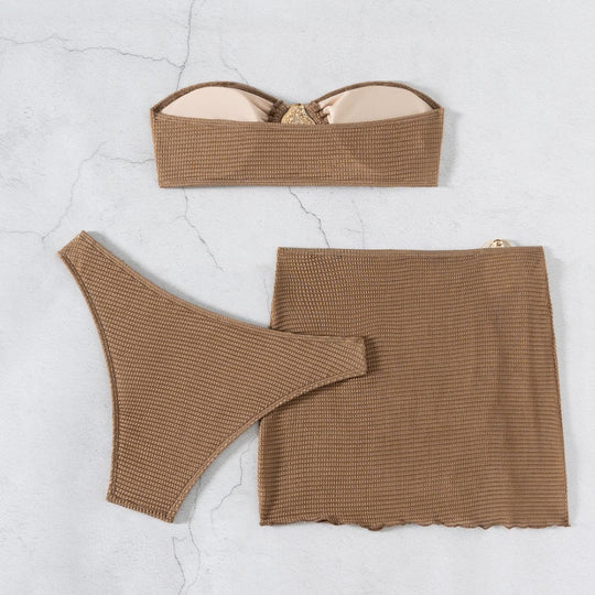 Damen Bandeau-Bikini-Set mit schickem Faltendetail R&B