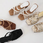 Damen Sandalen mit elegantem Riemendesign und glamourösem Glanz