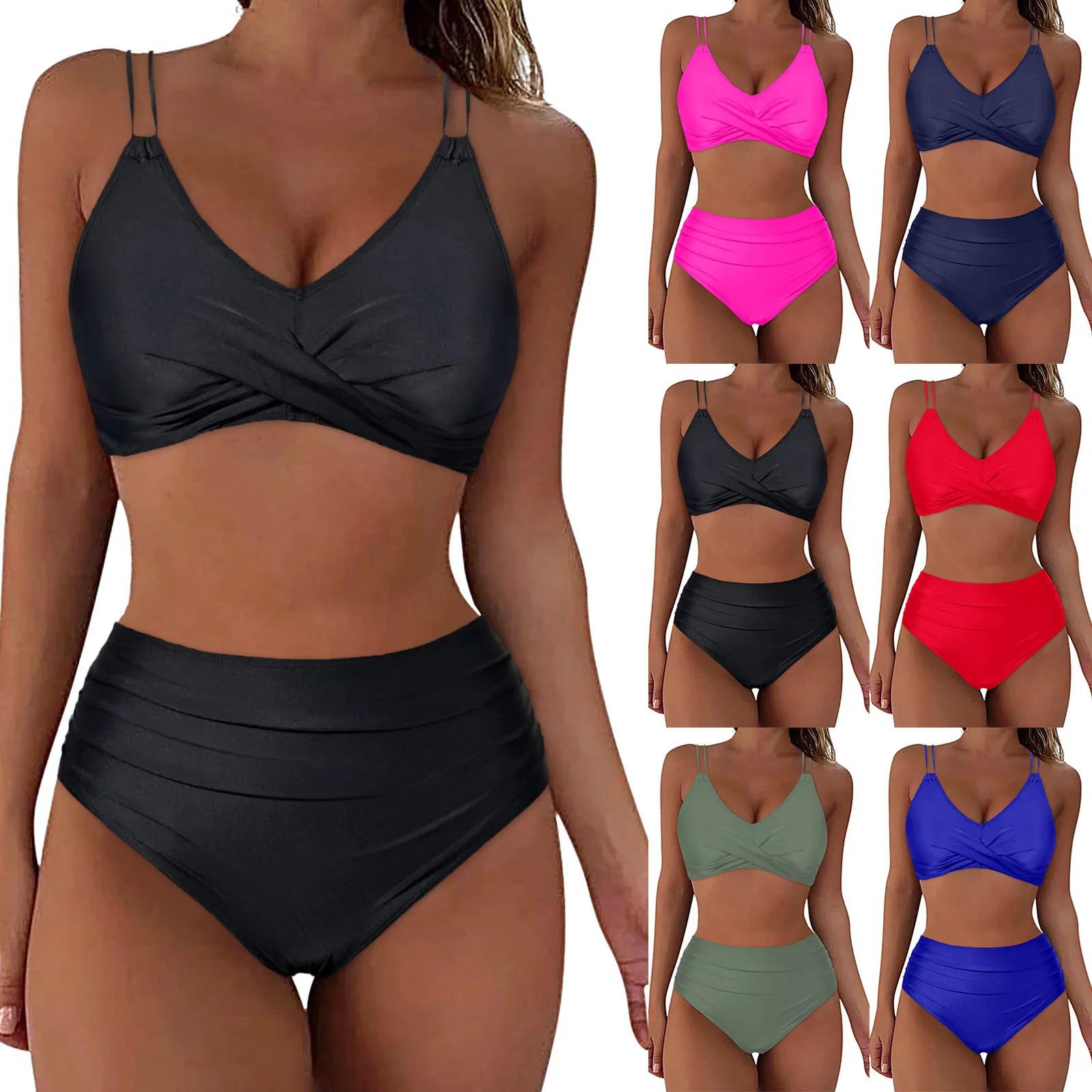 Damen Hochgeschnittenes Bikini-Set mit elegantem Wickeldesign R&B