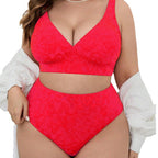 Damen Hoch tailliertes Bikini-Set mit V-Ausschnitt und sportlichem Oberteil R&B