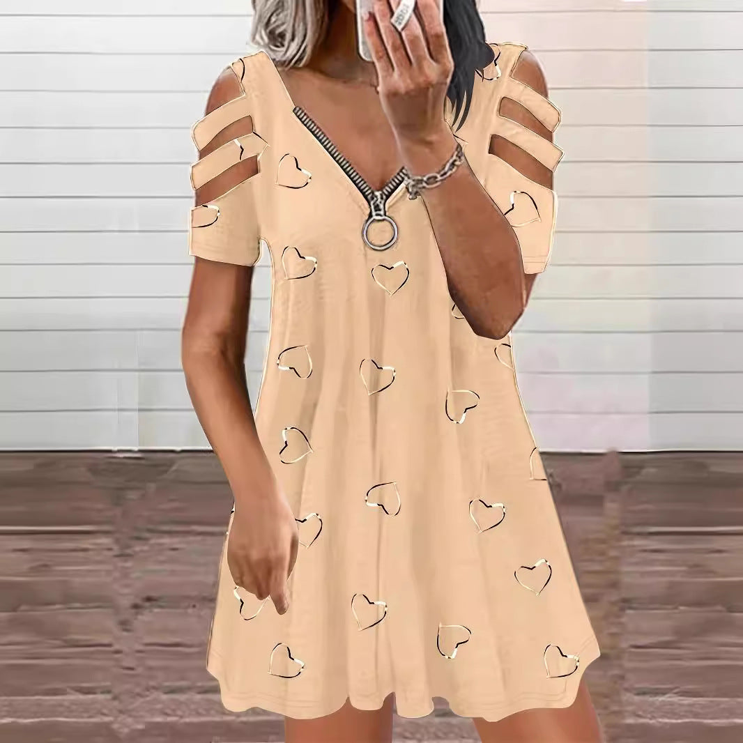 Damen Kleid mit Herzmotiv und seitlichen Cut-Outs R&B