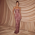 Damen figurbetontes Spitzenkleid mit Bustier-Oberteil und eleganten Details EB