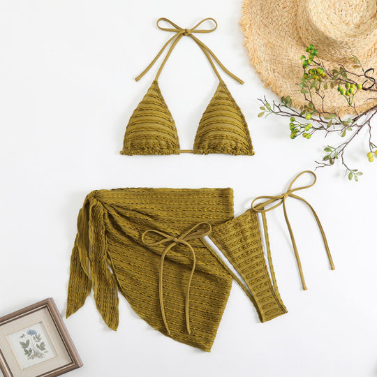 Damen Triangel-Bikini mit verstellbarem Wickelrock und stylischen Rüschendetails R&B