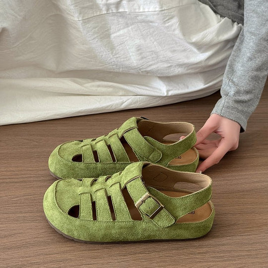 Damen Komfortable und stilvolle Ledersandalen mit verstellbarem Riemen R&B