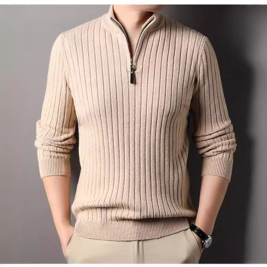 Herren Strickpullover mit modernem Stehkragen im Rippdesign R&B