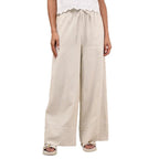 Damen Weite Leinenhose mit elastischem Bund und seitlichen Taschen R&B