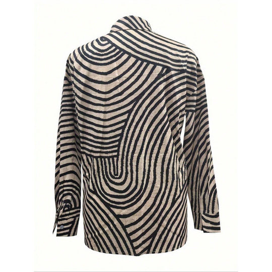 Damen modernes Hemdblusenshirt mit grafischem Muster R&B