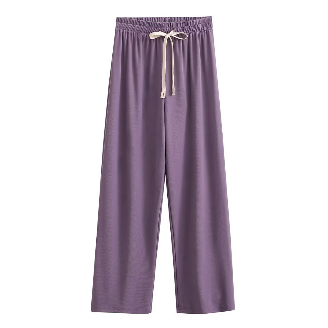 Damen weite Palazzohose mit elastischem Bund und dekorativem Kordelzug R&B