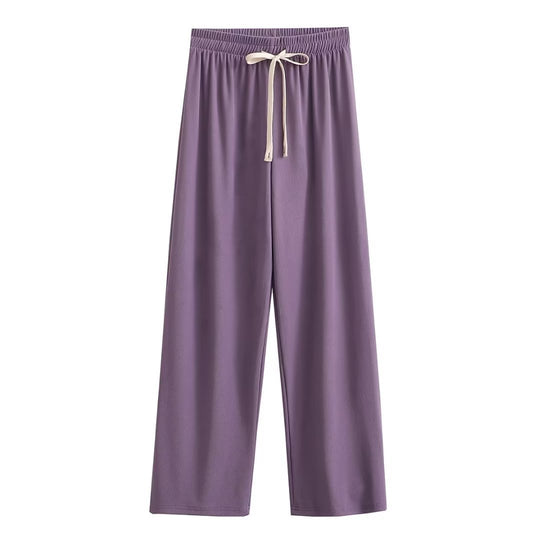 Damen weite Palazzohose mit elastischem Bund und dekorativem Kordelzug R&B