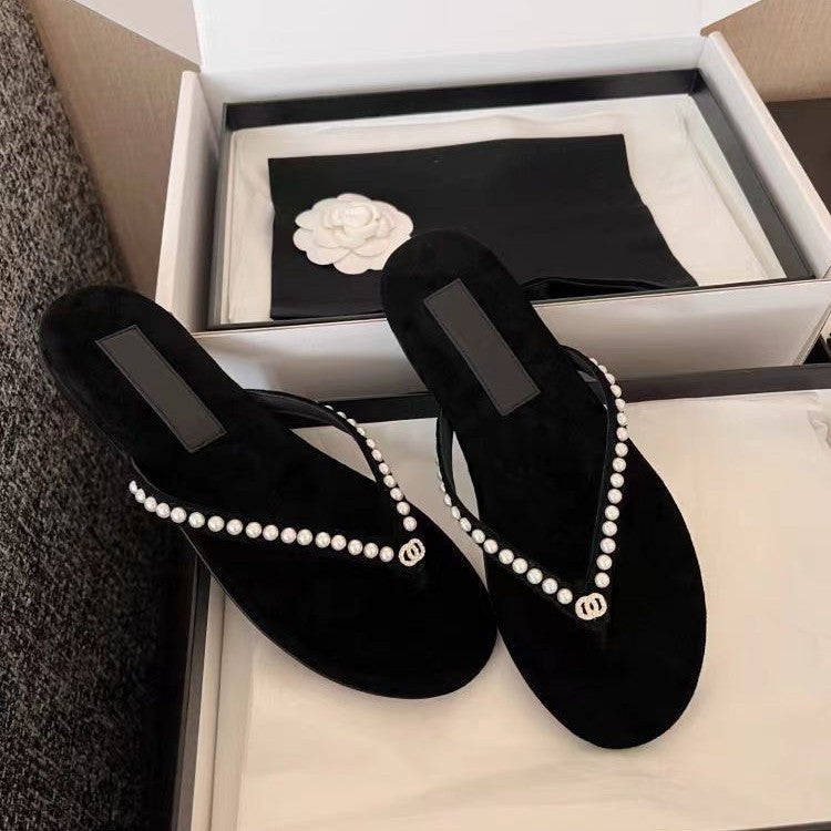 Damen Elegante und luxuriöse Perlensandalen R&B
