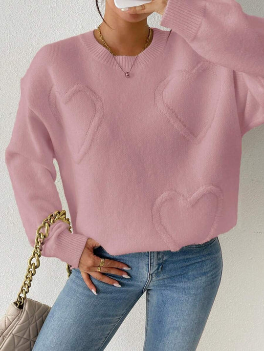 Damen Strickpullover mit Herzoptik und lässigem Schnitt R&B