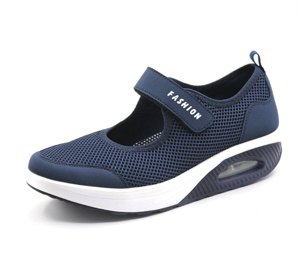 Damen Sportliche Sneakers mit atmungsaktivem Netzmaterial und verstellbarem Klettverschluss R&B