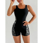 Damen Sportlicher Einteiler Badeanzug mit modischem Grafikdesign R&B