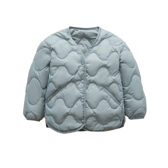 Damen gesteppte Daunenjacke mit modernen Wellenmustern und praktischen Taschen R&B
