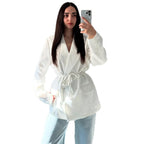 Damen Oversized Blazerjacke mit Taillengürtel R&B