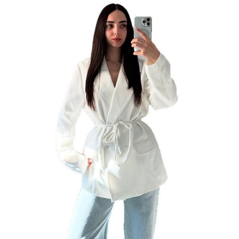 Damen Oversized Blazerjacke mit Taillengürtel R&B
