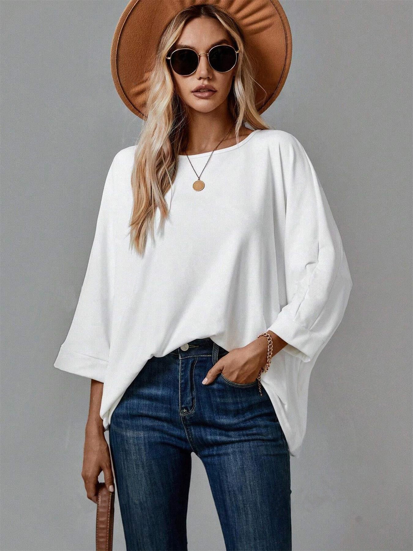 Damen Oversized Oberteil mit lässigem Schnitt und überschnittenen Ärmeln R&B