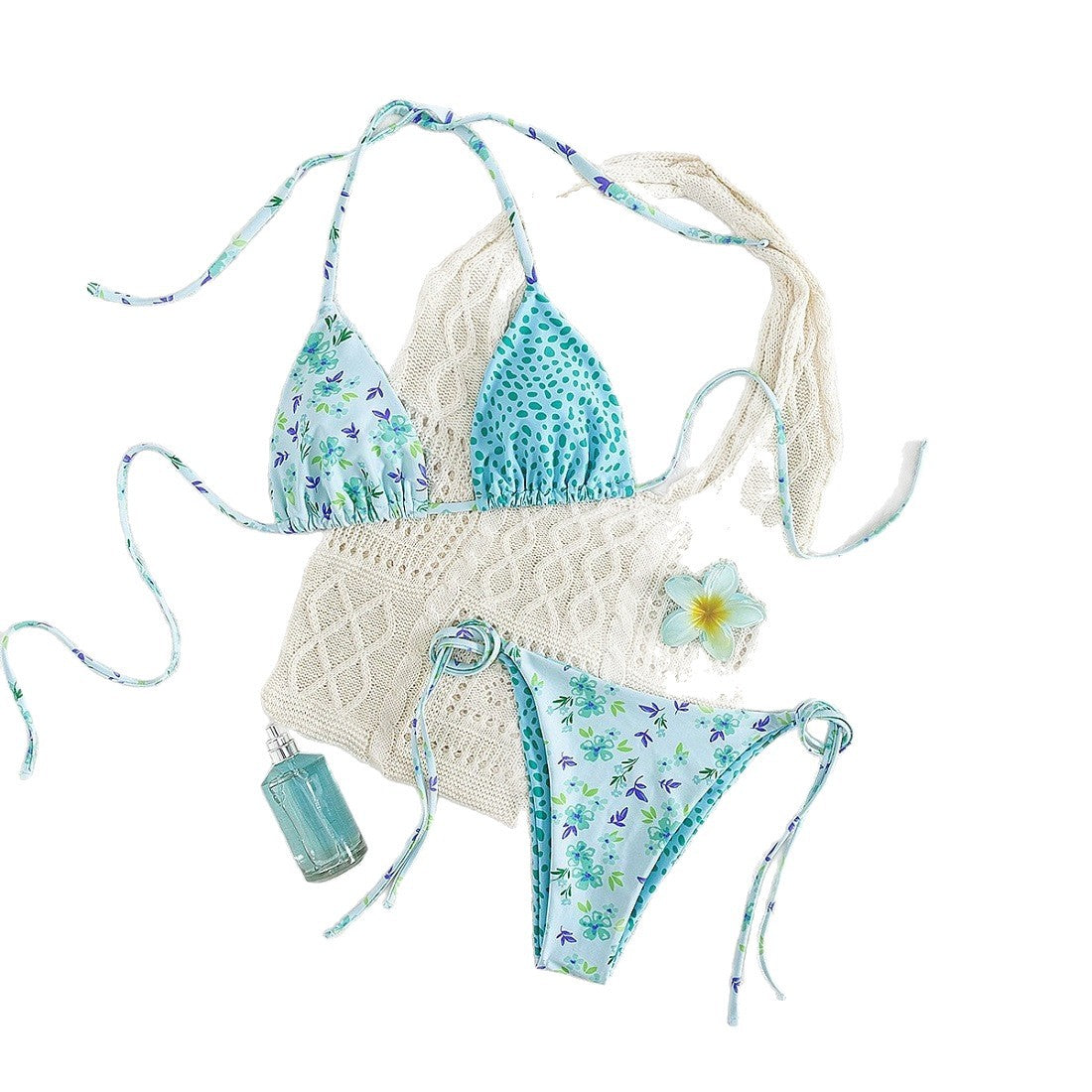 Damen Triangel-Bikini-Set mit hübschen Blumenmustern R&B