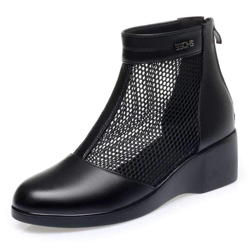 Damen Modische Stiefeletten mit durchlässigem Netzmaterial und bequemem Absatz R&B