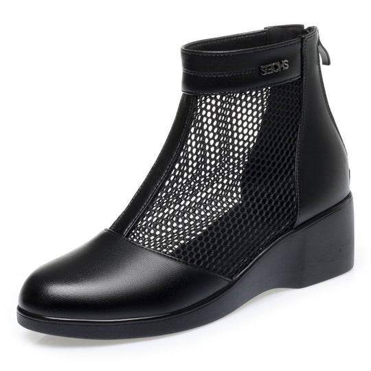 Damen Modische Stiefeletten mit durchlässigem Netzmaterial und bequemem Absatz R&B