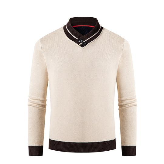 Herren eleganter V-Ausschnitt Pullover mit modischem Kragen R&B