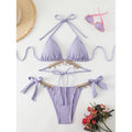 Damen Triangel-Bikini mit modischen Schmuckdetails und BindR&Bändern R&B