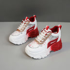 Damen modische Chunky Sneakers mit Sparkle-Akzenten und bequemer Sohle R&B