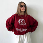 Damen Oversized Sweatshirt mit grafischem Print und weichem Futter R&B