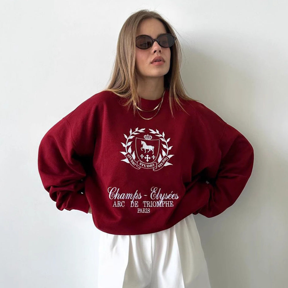 Damen Oversized Sweatshirt mit grafischem Print und weichem Futter R&B