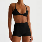 Damen Sport-Bustier und Shorts-Set mit hohem Bund R&B
