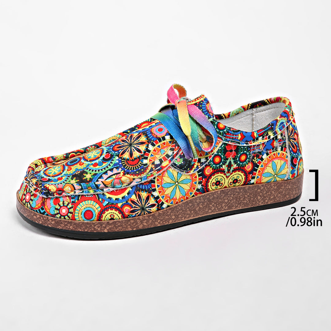Damen Freizeit-Slipper mit buntem Musterdruck R&B
