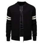 Herren Strickjacke mit modernem Zipper und dekorativem Streifenmuster
