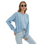 Damen Grobstrickpullover mit einzigartigem Zopfmuster und lässigem Schnitt R&B