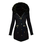 Damen winterliche Parka mit abnehmbarem Pelzkragen R&B