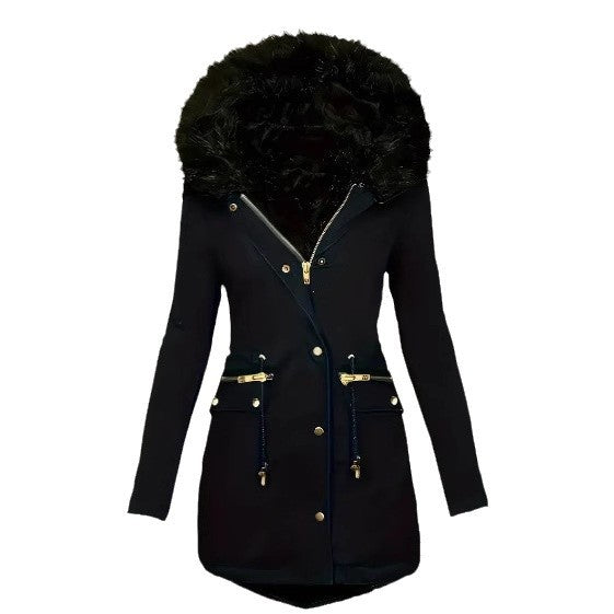 Damen winterliche Parka mit abnehmbarem Pelzkragen R&B