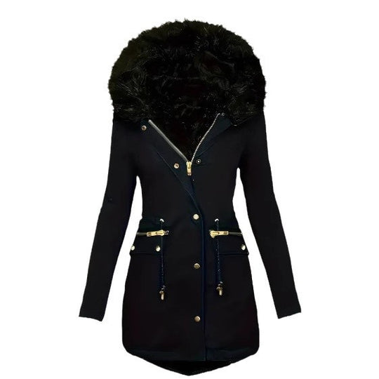 Damen winterliche Parka mit abnehmbarem Pelzkragen R&B