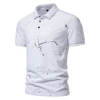 Herren Poloshirt mit kreativen Spritzdruck und hochwertiger Baumwolle