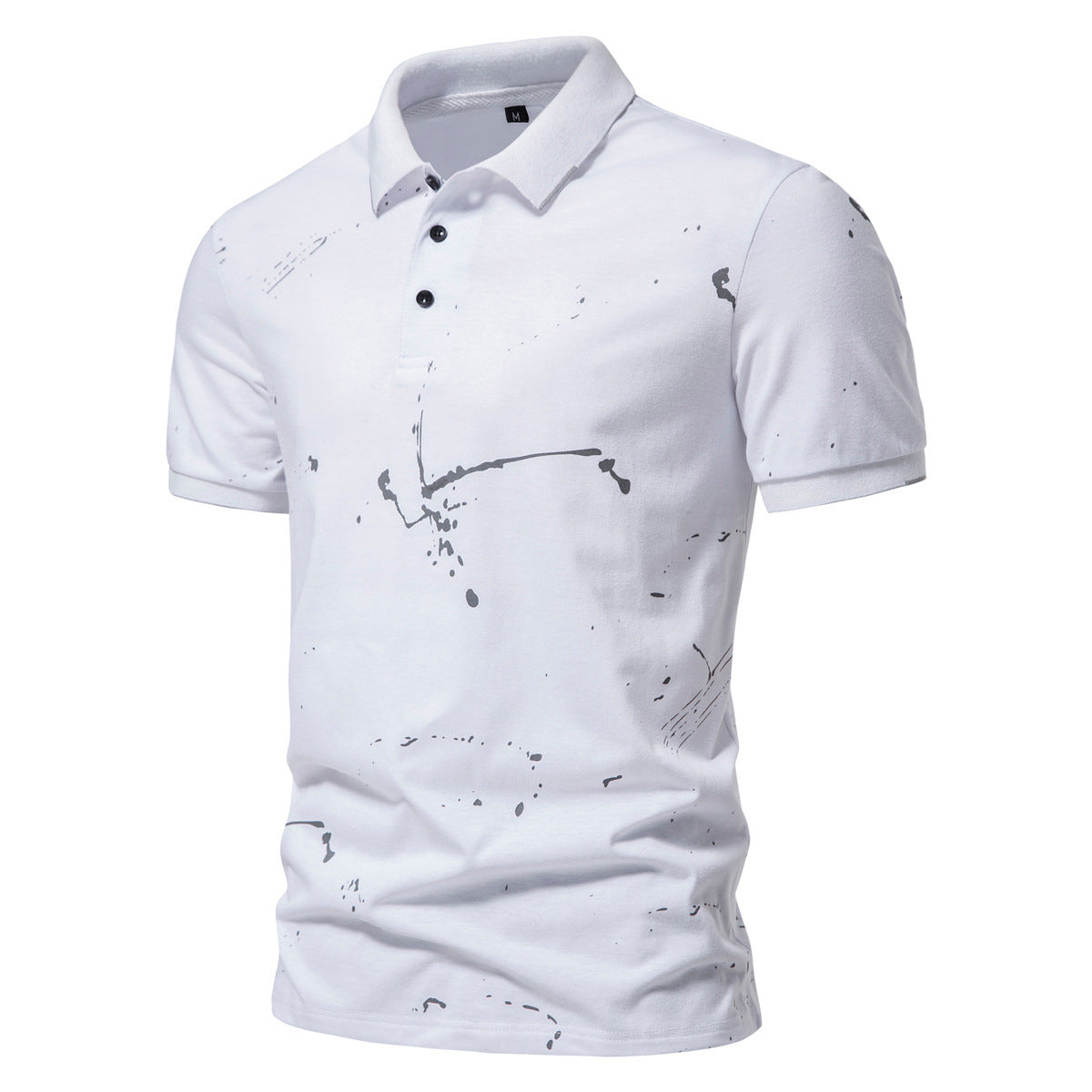 Herren Poloshirt mit kreativen Spritzdruck und hochwertiger Baumwolle