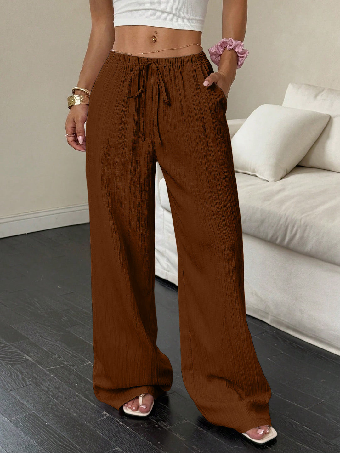DamenWeit geschnittene Freizeit-Hose mit komfortablem Gummibund und praktischen Taschen R&B