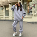 Damen lässiges Hoodie-Set mit elastischer Taillierung und praktischen Taschen R&B