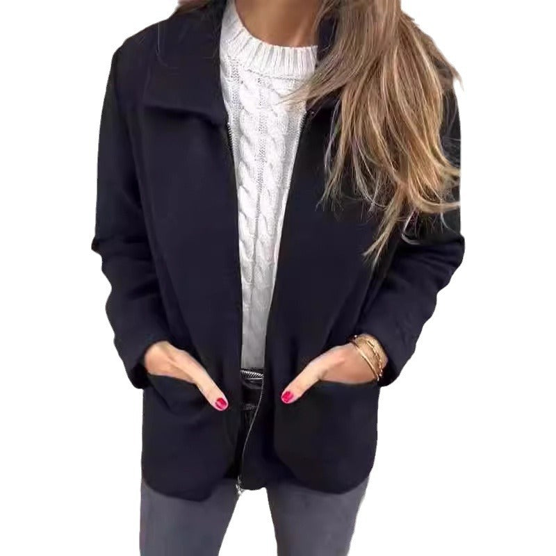 Damen kuschelige Fleecejacke mit kurzen Kragen R&B