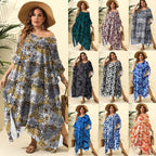 Damen lässiges Maxikleid mit asymmetrischem Saum und Animal-Print R&B