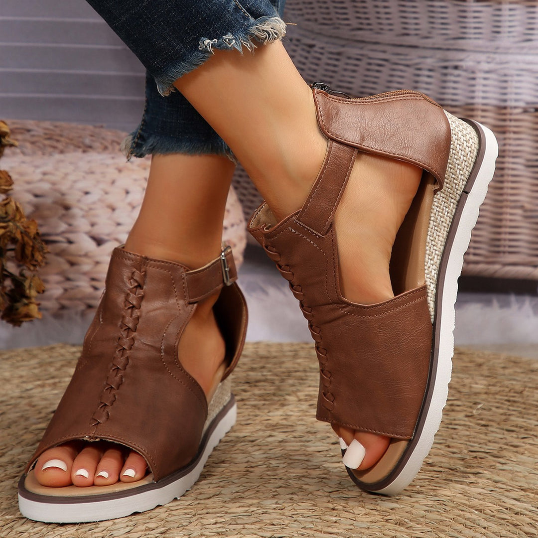 Damen bequeme Plateau-Sandalen mit atmungsaktiven Mesh-Einsätzen R&B