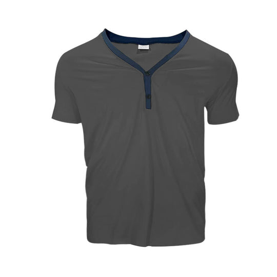 Herren Kurzarmshirt mit modernem V-Ausschnitt und Knopfleiste R&B