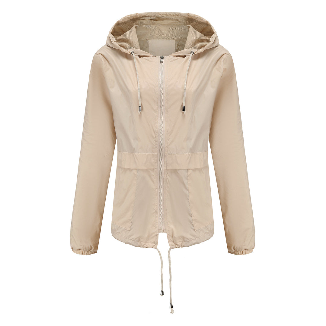 Damen sportliche Windbreaker-Jacke mit verstellbarer Kapuze und elastischen Bündchen R&B