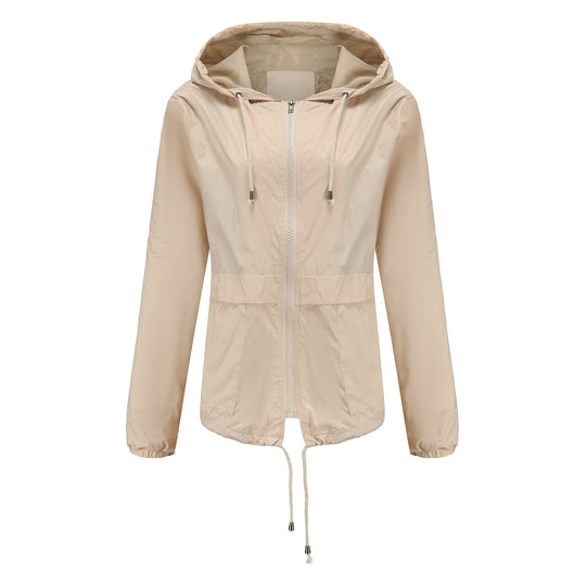 Damen sportliche Windbreaker-Jacke mit verstellbarer Kapuze und elastischen Bündchen R&B