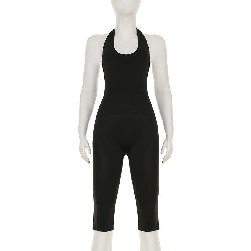 Damen körperbetonter Jumpsuit mit tiefem Rückenausschnitt und reinem Design R&B